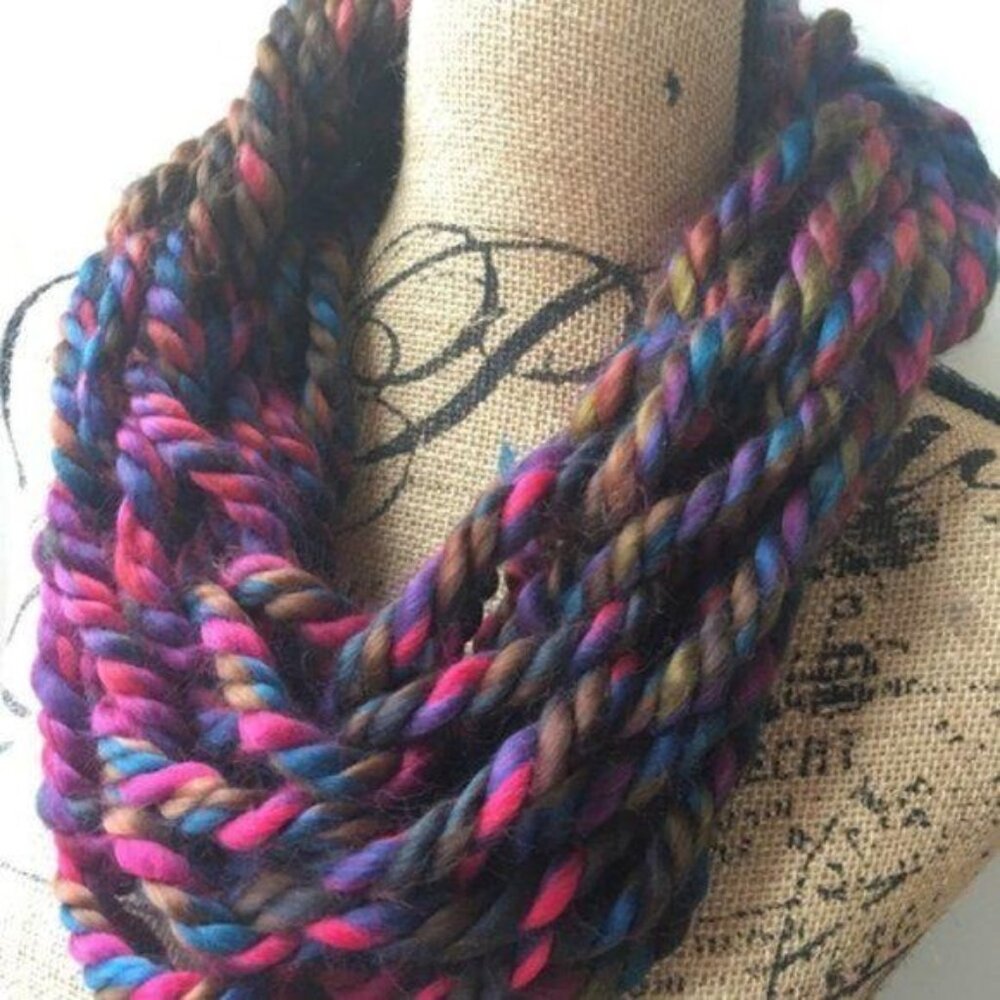 Boutique Handmade Infinity Scarf New Multicolor Purple Casual Streetwear OS - Picture 6 of 8